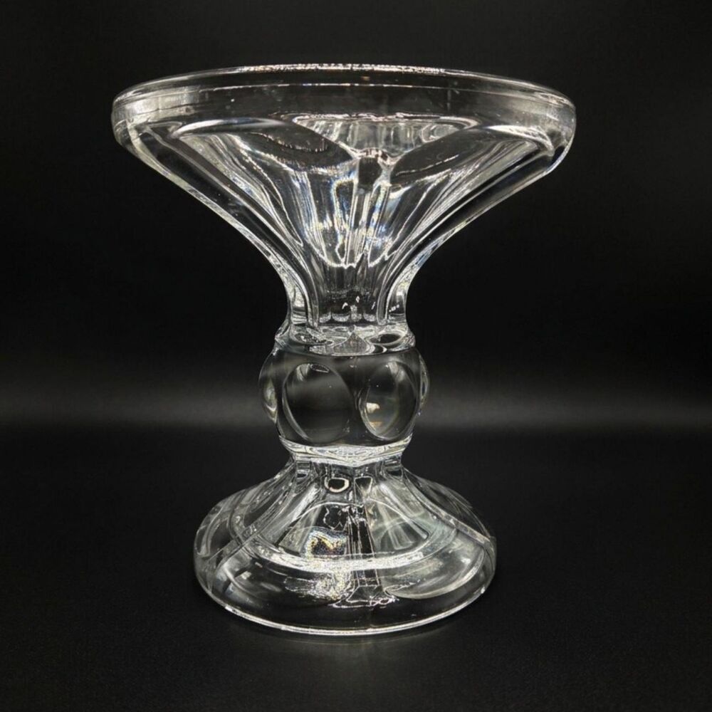 Vintage Bohemia Czech Republic 24% Lead Crystal Pillar Candle Holder Stand 5"